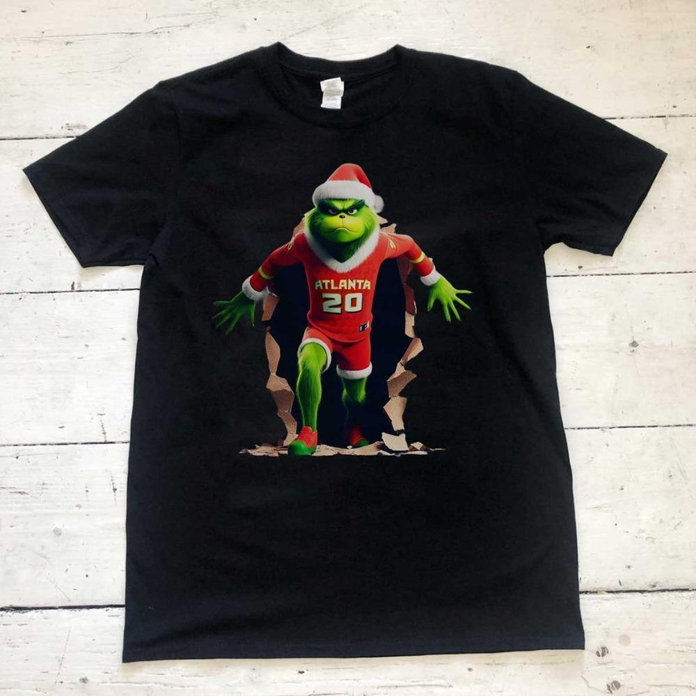 Atlanta Hawks Grinch Christmas T-Shirt - Nba Shirt - Unisex Black T-Shirt